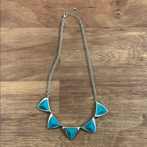 Silver and Turquoise Triangle Statement Necklace